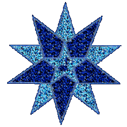 2 tone blue glitter star, music note center