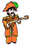 cartoon of george harrison playing guitar