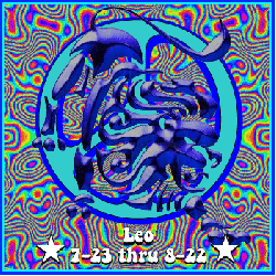 psychedelic background with peace sign and leo symbol