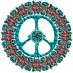 turquoise, red, native american pattern peace sign