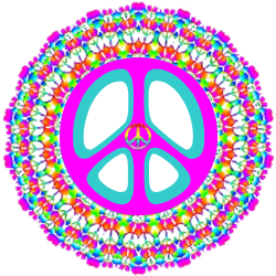rainbow colors of patterned layers peace sign