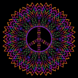 a blend of a multitude of colors pattern peace sign