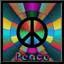 wide color burst peace sign, animated center