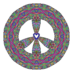 peace sign moving colors with single heart center