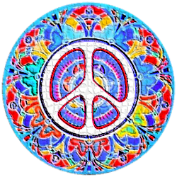 bright colors in mosaic peace sign