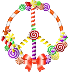 candy shaped peace sign