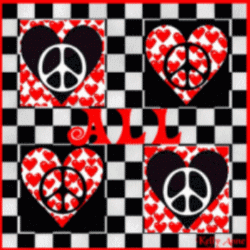 dancing hearts checkerboard design, all you need is love