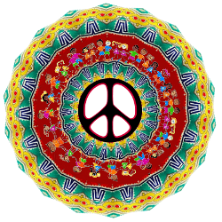 layers of design peace sign with circle of children