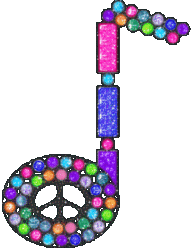 peace sign centered note with colorful glitter beads