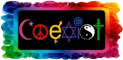 colorful coexist symbols in colorful frame