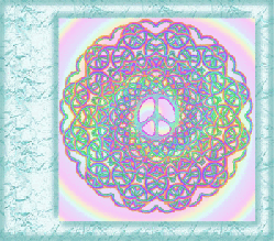 soft gentle colors peace sign design with pastel swirls