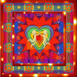 center heart with layers of color,and bow on patchwork design