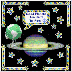 earth walking around Saturn speech bubble message
