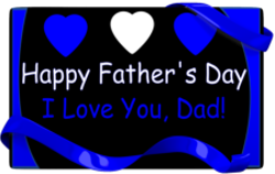 fathers day card with blue ribbon, hearts