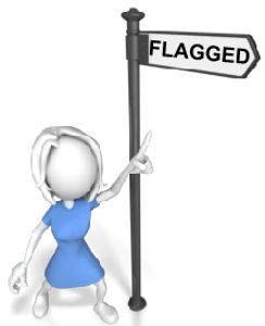 flagged on street sign female pointing