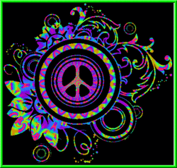 intricate design of flowing colors peace sign