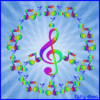 animated peace sign with notes forming peace sign and g clef center