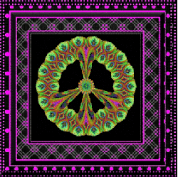 framed peace sign with light and color animation