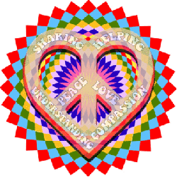 animated circular background with heart shaped peace symbol, peace tools text