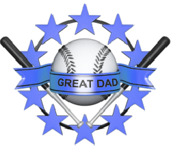 baseball, bats, stars, banner with great dad