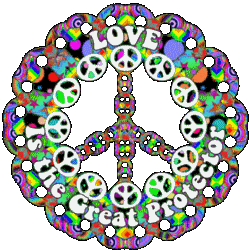 love is the great protector, multi-designed patchwork style peace sign