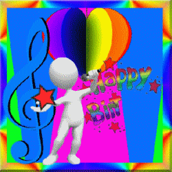 colorful background, figure singing, treble clef