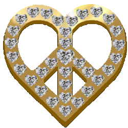 heart shaped diamons over gold peace heart