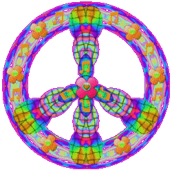 peace sign with flowers, notes in animated color