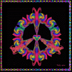framed swirls of color peace sign, longer arms