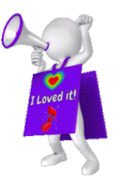 figure with bullhorn wearing i loved it sign