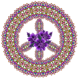 little jewels with big purple flowers center peace sign