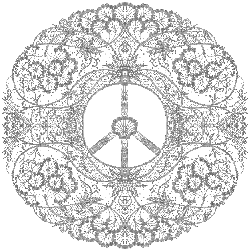 silver, lacy peace sign design