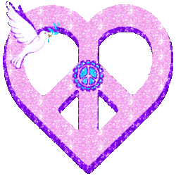 pink, purple heart shaped peace sign with dove