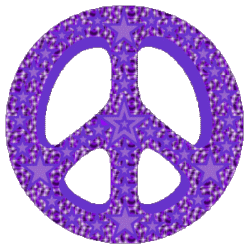 purple peace sign with tiny stars