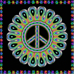 framed flower design peace sign with animated color