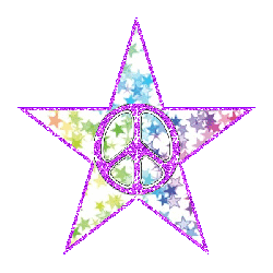 Pastel stars inside star, peace sign center
