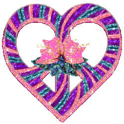 glitter pattern heart shaped peace sign with flower center