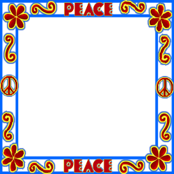 peace sign, flowers, doodles frame