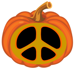 peace sign carved in pumpkin
