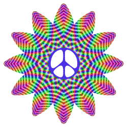 peace star with outward flowing pattern of color