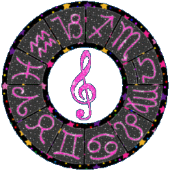 pink zodiac symbols ,centered music treble clef