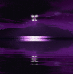 purple peace sign moon reflecting water
