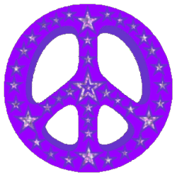 purple peace sign with accent glitter sta