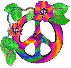rainbow flowers, peace sign animation