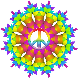 a weave of rainbow colors peace sign