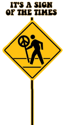 road sign with peace sign