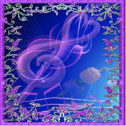 abstract treble clef with mic, floral leaf border
