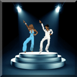 round stage with couple disco dancing