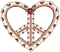 peace, love symbol made from heart trim ruffles