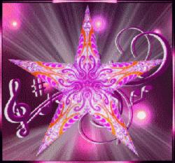 pink star with swirly music staff